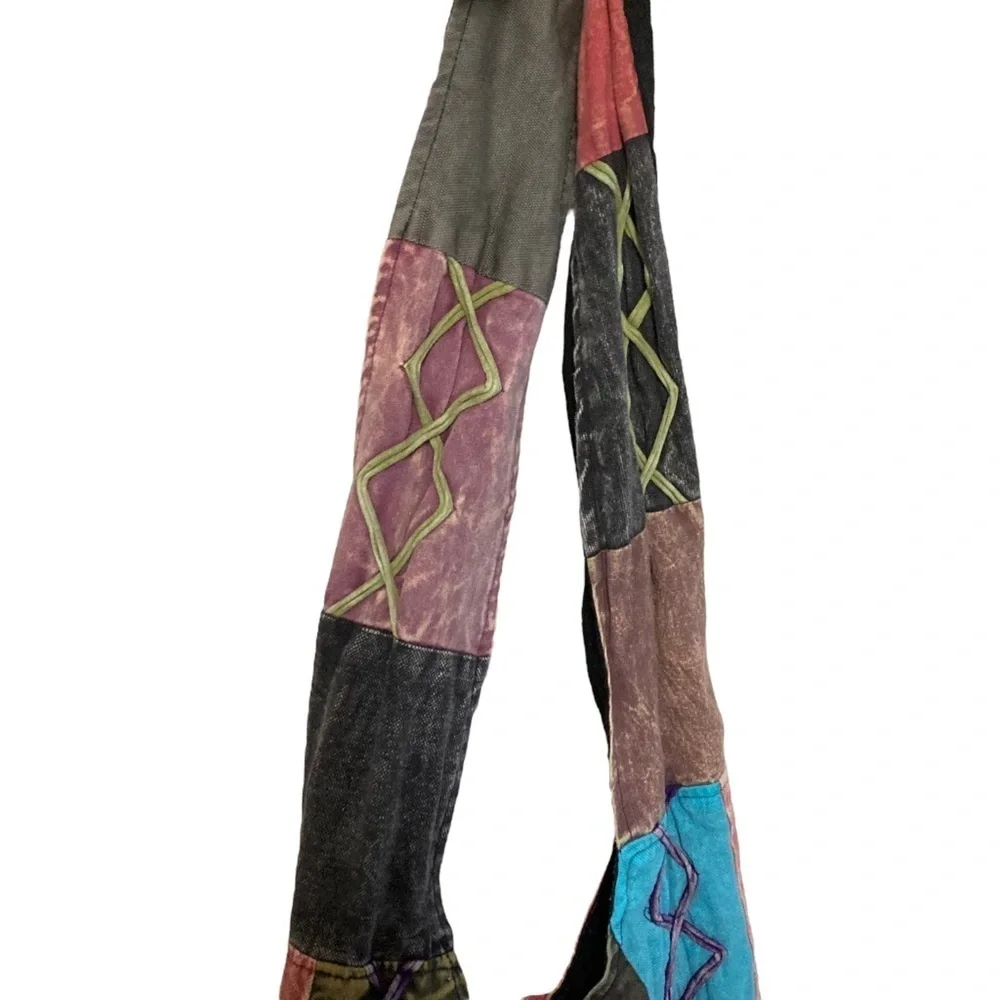 Vtg Y2K rising international boho hobo patchwork hippie shoulder purse crossbody